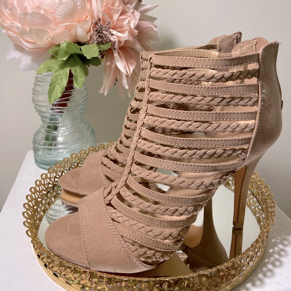NWOT Lauren Conrad Braided Strappy 3” Heels